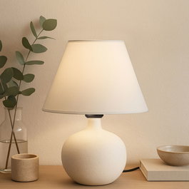 Opviq Lámpara de Mesa de Cerámica Color Crema